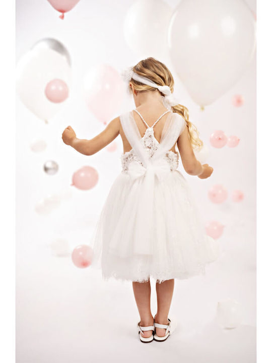 Baby Bloom Alb Rochie de Botez din Tulle