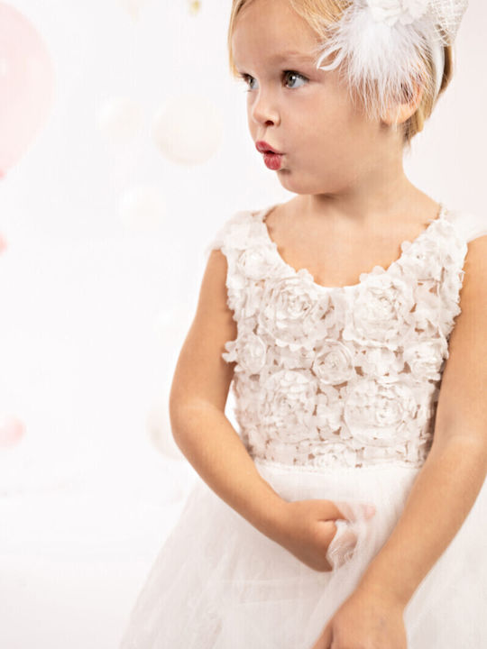 Baby Bloom Alb Rochie de Botez din Tulle