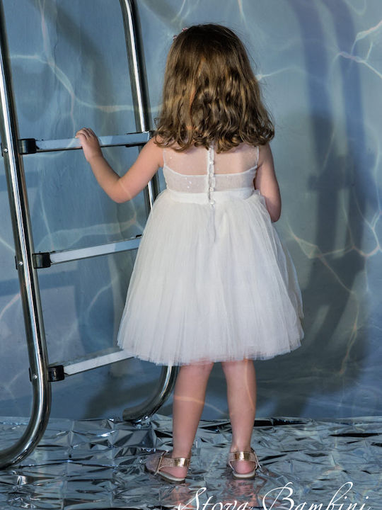 Stova Bambini Ecru Baptism Clothing Set with Hair Accessories & Dress made of Tulle 2pcs