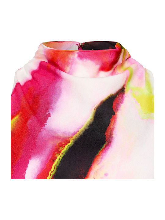 Summer Midi Dress with Tearing Pink