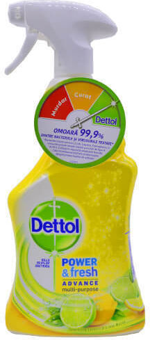 Dettol Power & Fresh Advance Καθαριστικό Spray Γενικής Χρήσης Λεμόνι & Λάιμ 3x500ml
