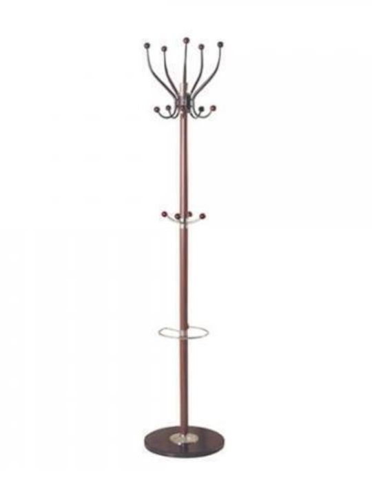 Zita Plus Metallic Coat Rack with Umbrella Holder Walnut 38x38x180cm