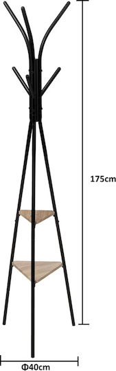 Metallic Coat Rack Black 40x40x175cm
