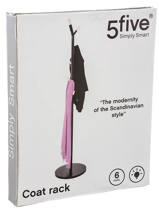 5Five Metallic Coat Rack Black Black Scandinavia 40x40x175.5cm