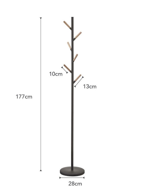 Yamazaki Metallic Coat Rack Black 28x28x177cm