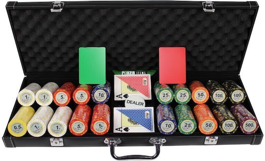 Pokeritems Set 500 Numbered Poker Chips 14gr in Suitcase
