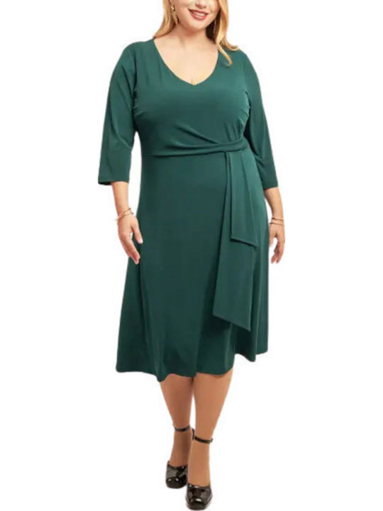 Midi Dress for Wedding and Christening Drape Green