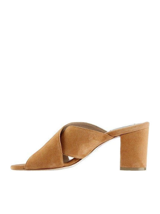 Piele Mule cu Toc în Culoare Bej