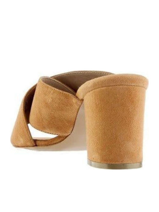 Piele Mule cu Toc în Culoare Bej