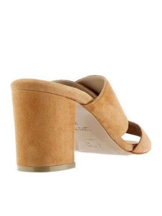 Piele Mule cu Toc în Culoare Bej