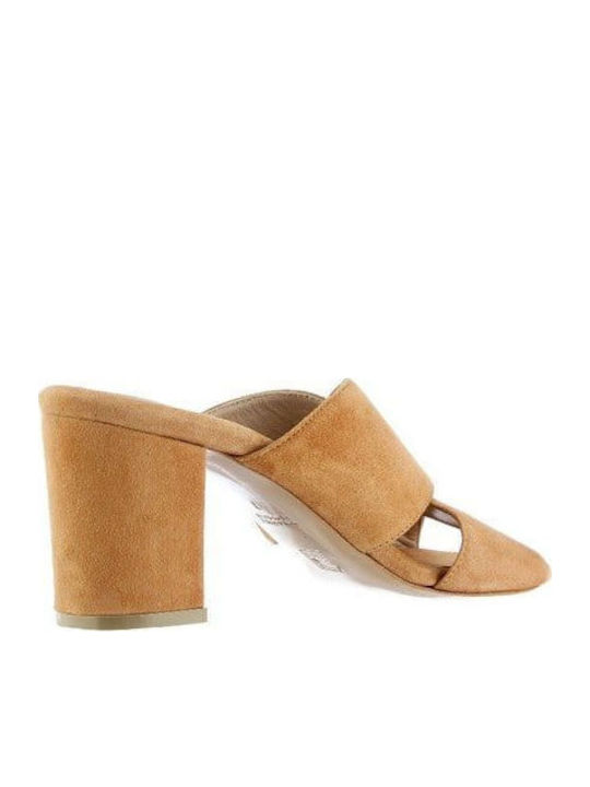 Piele Mule cu Toc în Culoare Bej