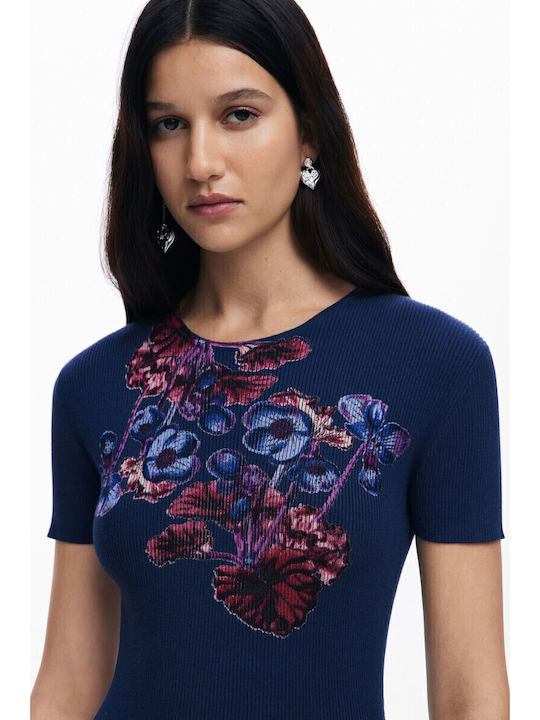Lacroix Καλοκαιρινό Midi Φόρεμα Πλεκτό Navy Μπλε