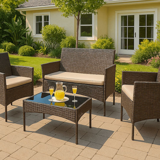 Archer 4-Piece Outdoor Living Room Set With Pillows Architecture
