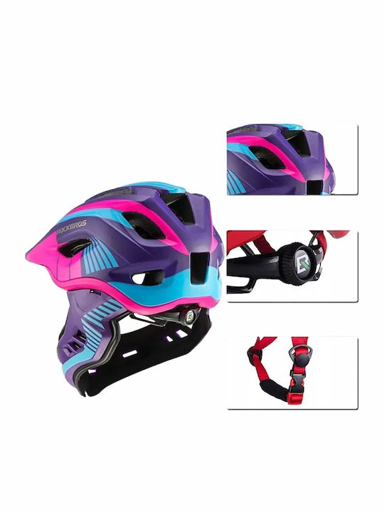 Rockbros TT-32SBPP-M Bicycle Helmet Purple-Pink Kids Size M