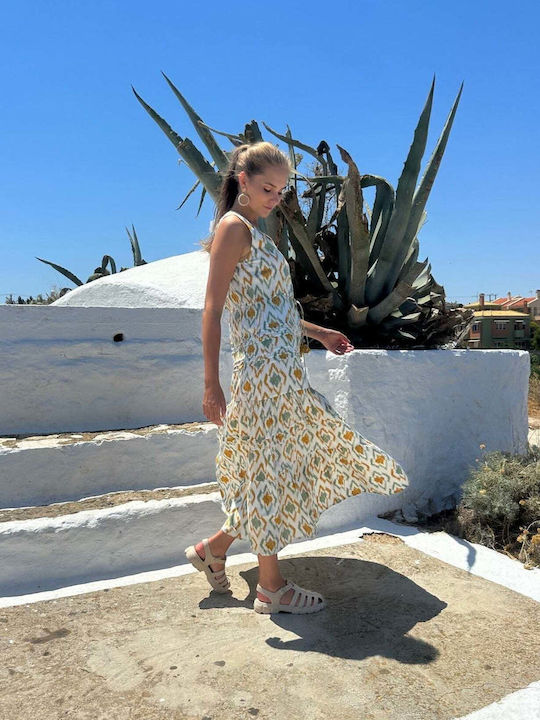 Rochii De Vară Pentru Femei Midi Rochie-Cămașă Cu Volane Olive