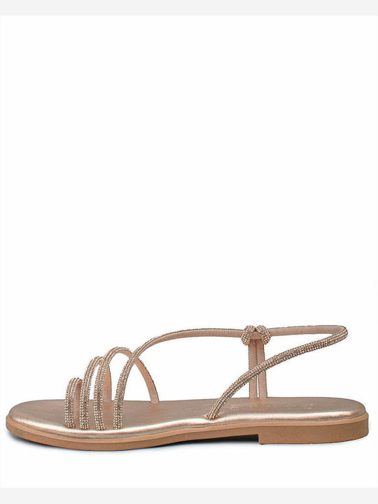 Leather Women's Flat Sandals Rose Gold Size 32 Copper