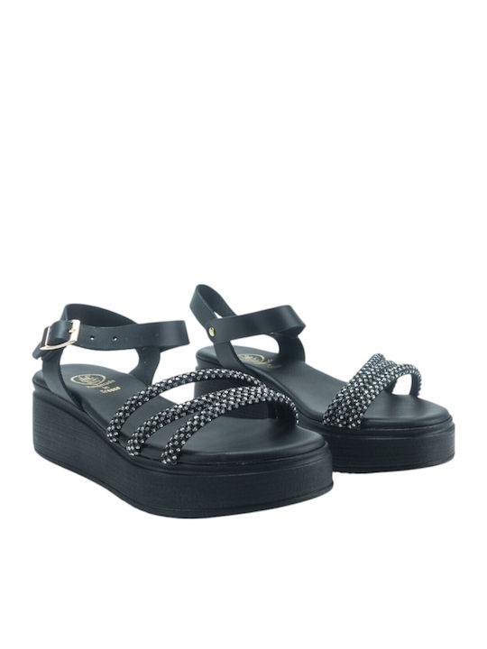 Flache Sandalen für Damen in Schwarz Farbe