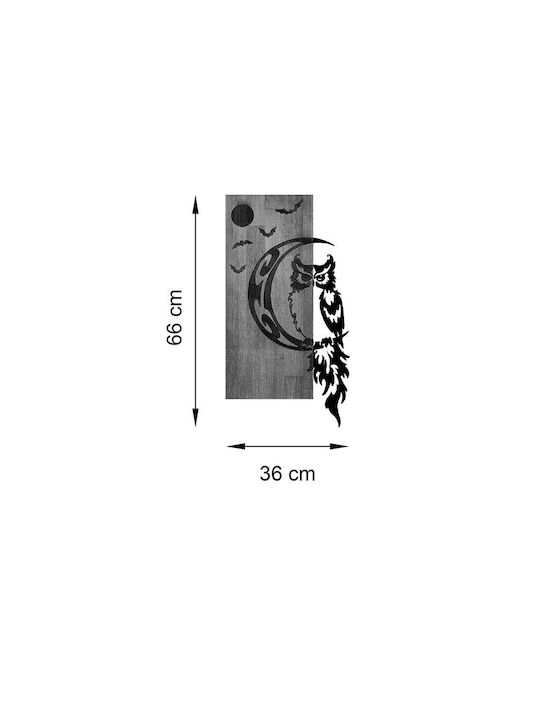 Pakketo 3D Mixed Art Owl Black Wooden Wall Decor 66x3x36cm