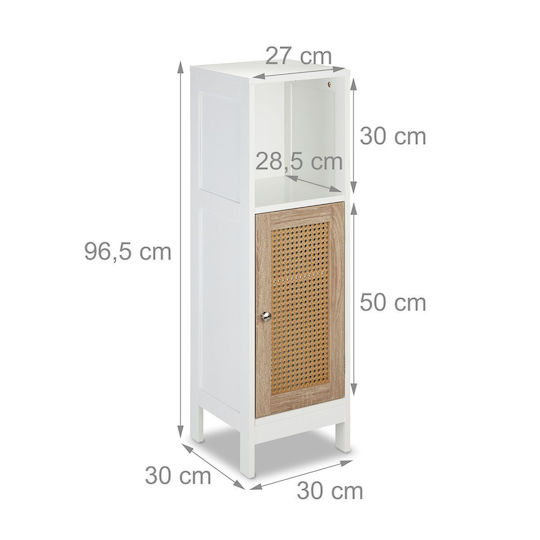 Relaxdays Στήλη Μπάνιου Δαπέδου Μ96.5xΒ30xΥ30cm Καφέ