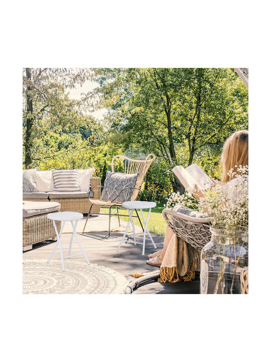 Σκαμνάκι Εξωτερικού Χώρου Rattan Λευκό 2τμχ 32.5x32.5x29cm