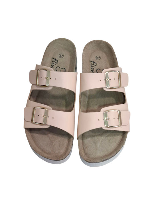 # Leder Flache Sandalen für Damen in Beige Farbe