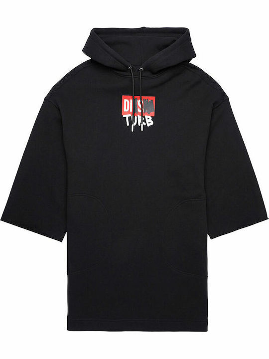 Mini Athletic Dress Long Sleeve with Hood Black