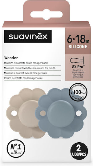 Suavinex Pacifiers Silicone Wonder GCloud/Lake for 6-18 months 2pcs
