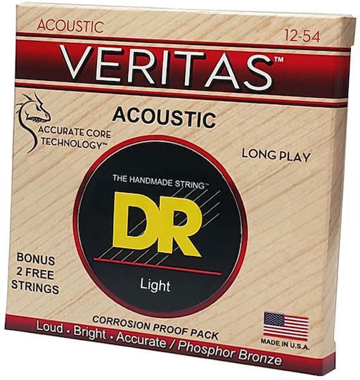 Dr Strings Veritas Vta-13 Phosphor Bronze Acoustic Guitar Strings 013 056 Medium