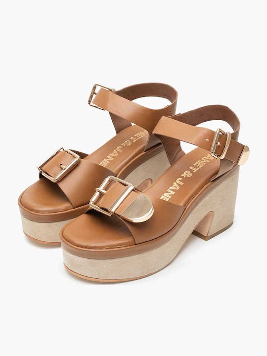 Leather Sandals Tabac Brown