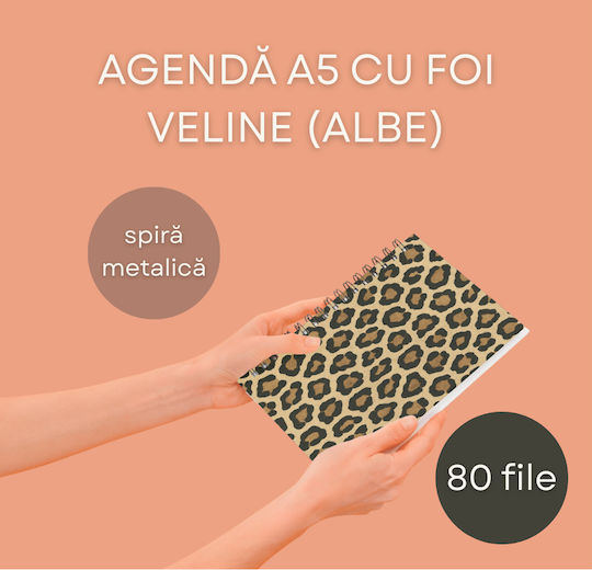 Caiet Spiral A5 Jurnal Bullet 80 Foi cu Pagini Albe Maro