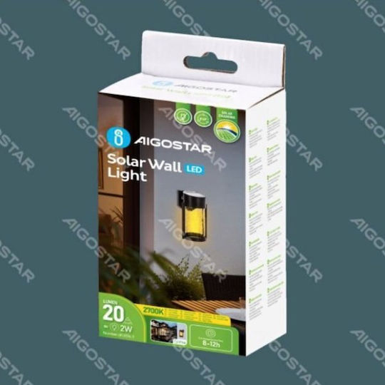 Aigostar Επιτοίχιο Ηλιακό Φωτιστικό 2W 20lm με Θερμό Λευκό Φως 2700K 20.3x10x9.7εκ.