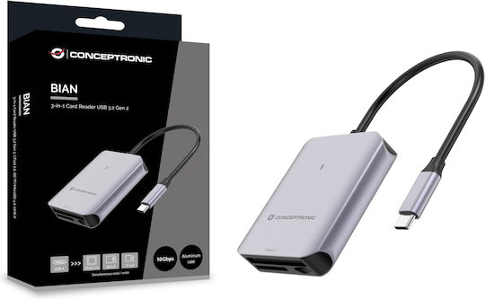3-в-1 Кард Рийдър USB 3.2 Gen 2 CFast 2.0 SD TF Микро SD 4.0 UHS-II Bian09g