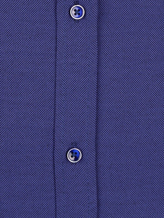 Cu mânecă lungă Bumbac Cămașă în Linie ingusta Dark Blue