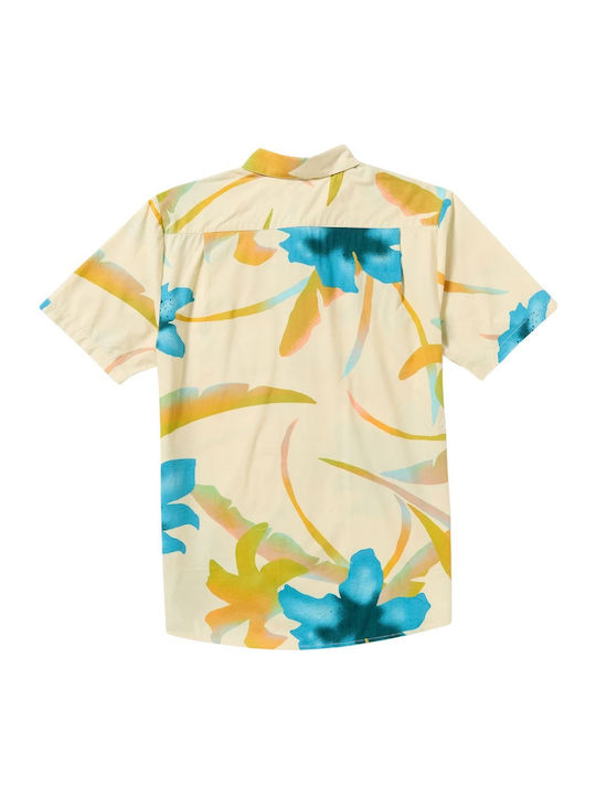 Tracers Floral Κοντομάνικο Πουκάμισο σε Κανονική Γραμμή Floral Light Beige