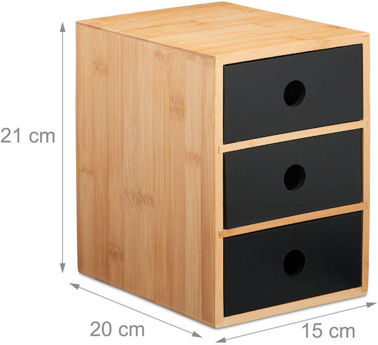 Relaxdays Schreibtischschublade 3 Positionen 15x20x21cm Braun