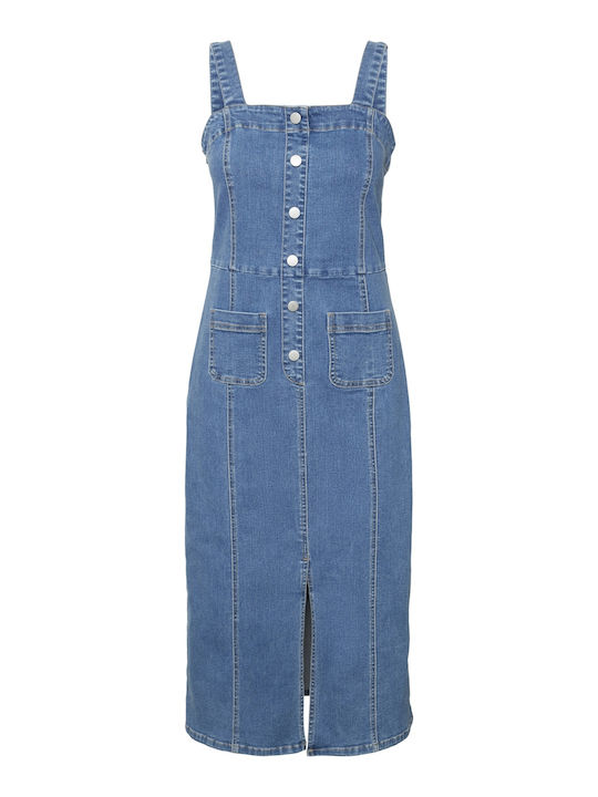 Saila Summer Midi Denim Dress with Tearing Denim