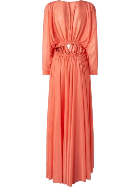 Summer Maxi Dress for Wedding / Baptism Draped Coral