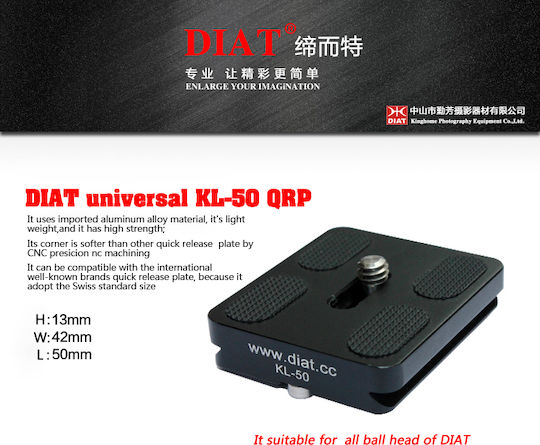 Diat Kl-50 Platte für Kameraköpfe Kh30 Ks30 Dhs-5 Sh30