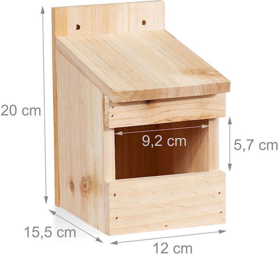 Căsuță decorativă din lemn pentru păsări 20 X 12 X 15,5 cm Naturală