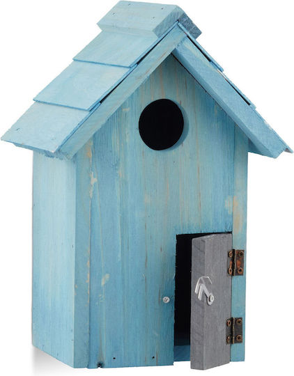 Decorative Wooden Birdhouse 24.5 X 17 X 12 Cm Blue