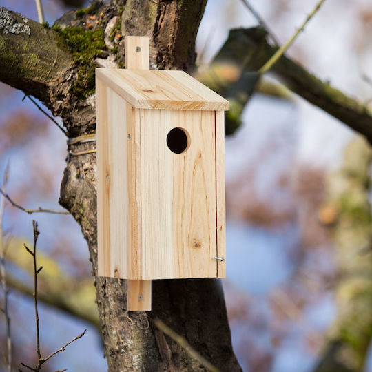 Căsuță decorativă pentru păsări din lemn 26 X 12 X 14.5 cm naturală