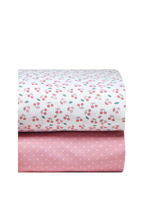 Kentia Cereza Baby Sheets Set Cradle Cotton Pink 60x120cm 2pcs