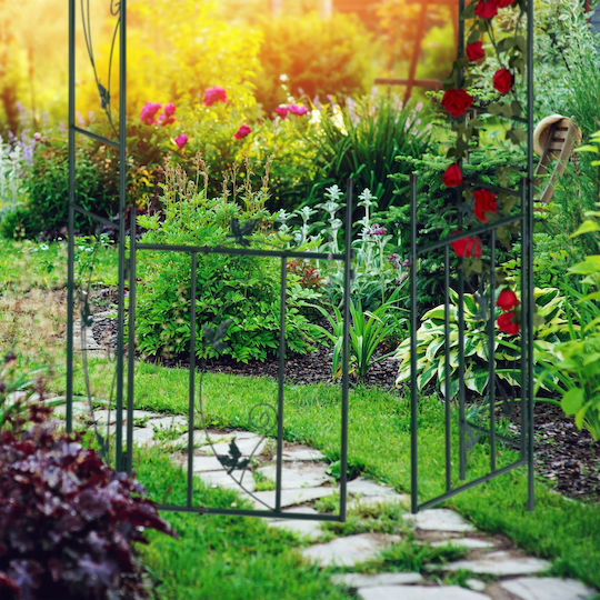 Poartă Metalică Arcuită pentru Flori Cățărătoare Verde Închis 230 X 113,5 X 36,5 Cm Relaxdays