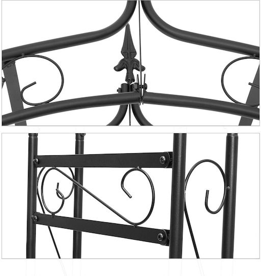 Arcadă Metalică pentru Grădină Flori Cățărătoare Negru 242 X 138 X 35.5 Cm Relaxdays