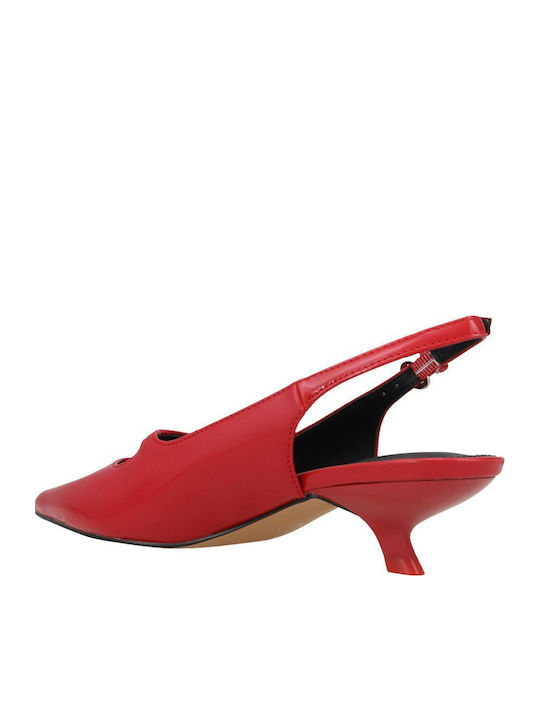 Pumps mit flachem Absatz Rot