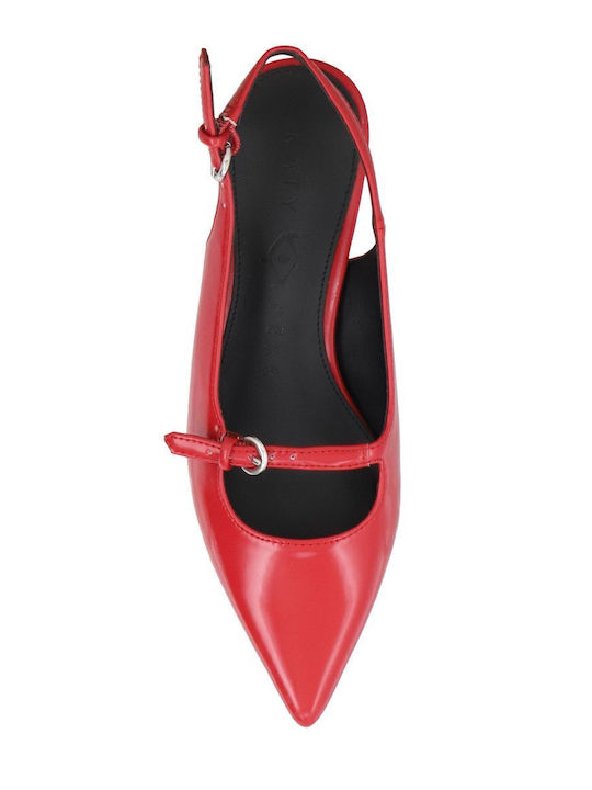 Pumps mit flachem Absatz Rot