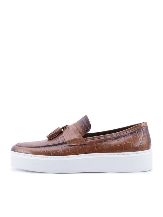 Δερμάτινα Ανδρικά Loafers σε Ταμπά Χρώμα