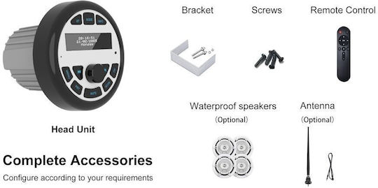 Digital IQ Boat Sound System 4x Waterproof with USB / AUX / Bluetooth Transparent