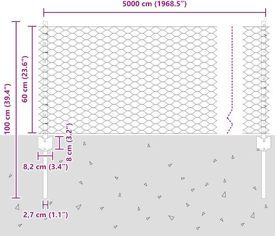 vidaXL Ситова мрежа с Покритие с PVC Подредба Зелен 0.6x50м