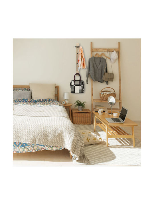 Coat Rack 3 Hooks 1 Ring MDF Iron Dimensions 13 x 65 x 14.5 cm Brown Black Relaxdays